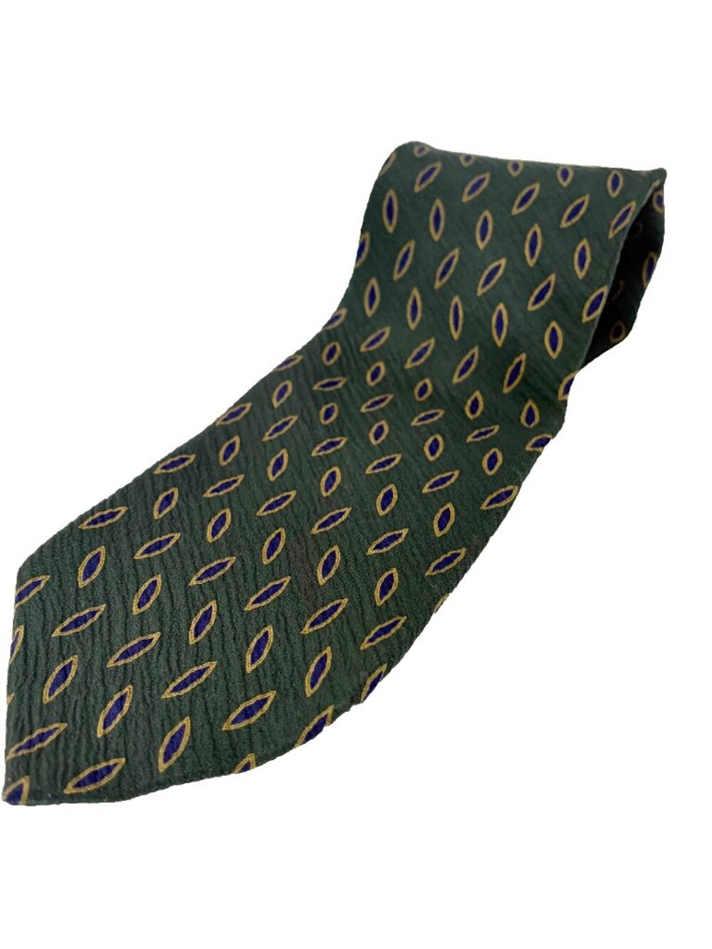 Giorgio Armani Silk Tie Green Blue Gold Ovals Made in Italy Vintage Designer